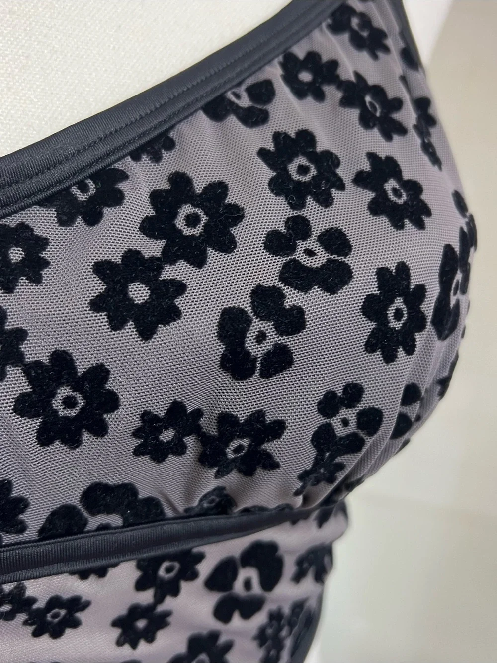PINK Victoria’s Secret gray black velvet floral crop tank top bralette grunge